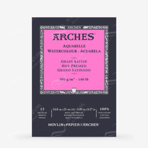 Arches : Aquarelle Watercolour Paper Gummed Pads : Smooth / Hot Press : 300 Gsm : 15 X 21 Cm (A5)