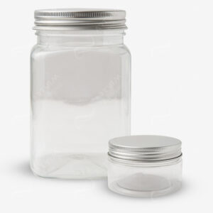 STUDIO ESSENTIALS : EMPTY ALUMINIUM SCREW TOP PLASTIC JAR